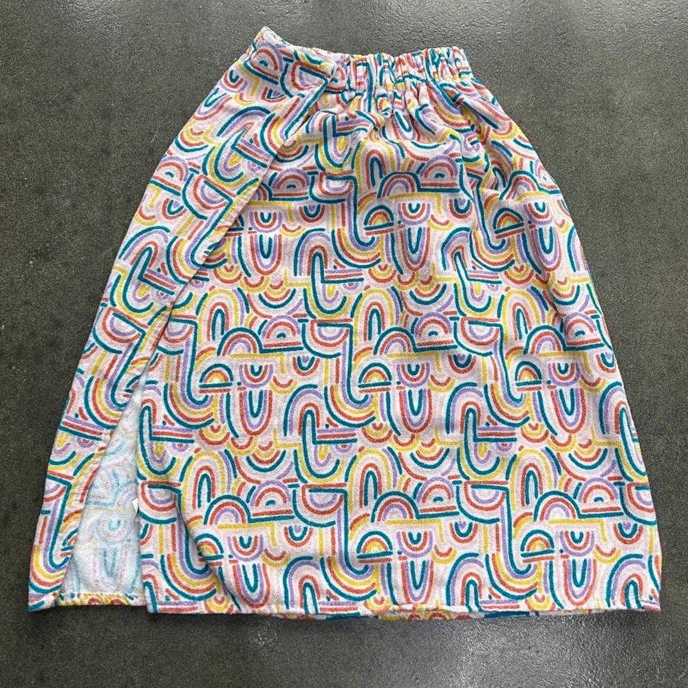 Main Stays Adjustable Size Small Rainbow Terry Cloth Towel Bath Wrap Midi Skirt